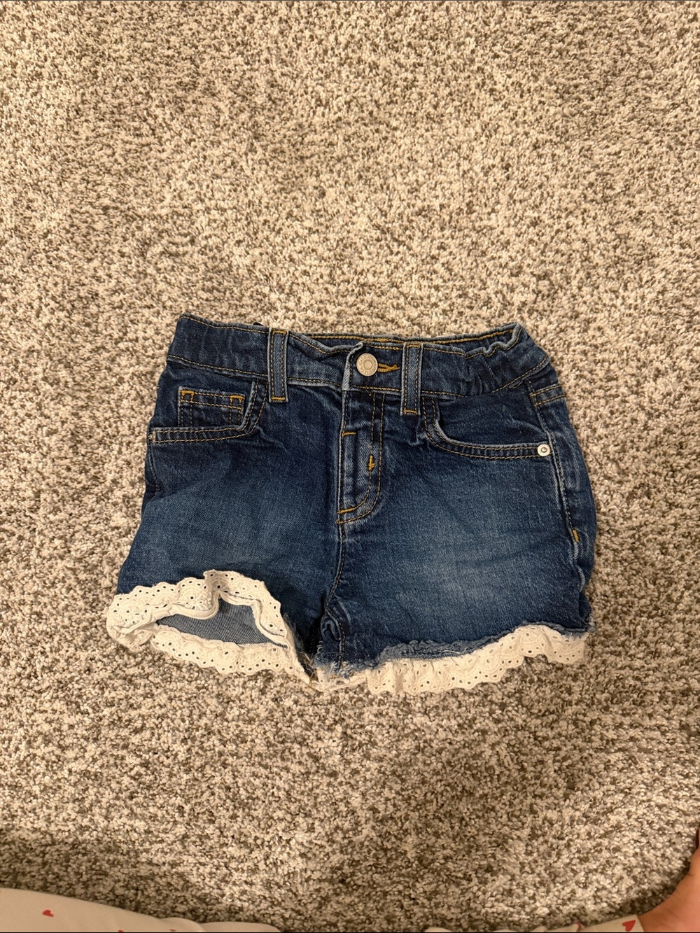 Cat & Jack Indigo Denim Shorts with White Lace Trim